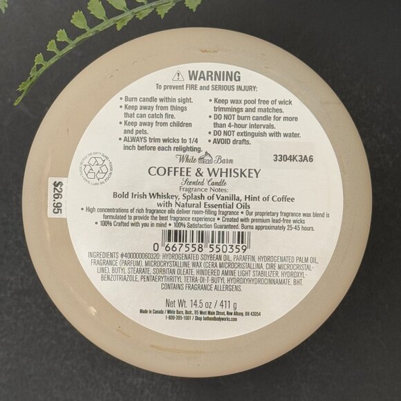 BBW Coffee & Whiskey White Barn Bath & Body Works 3 Wick Candle - Picture 10 of 10